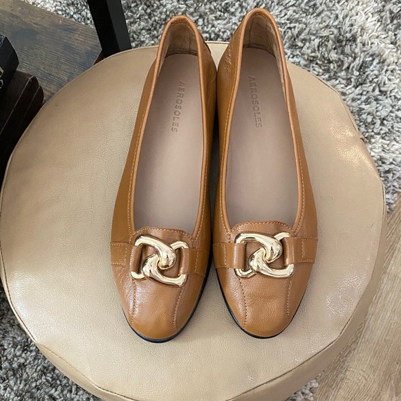 Aerosoles Women's Bristol Slip On Ballet Flat Gold Link Chain Accent Size 8.5 - Picture 1 of 7